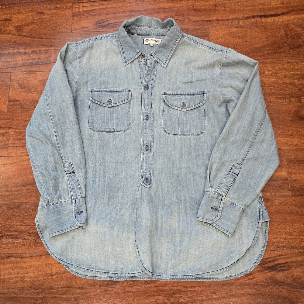Madewell Denim Long Sleeve Pockets Shirt Women's Size S